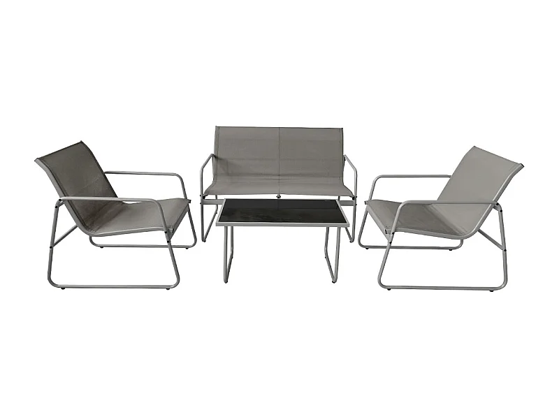 Set Salotto da Giardino con 2 Sedie Divano e Tavolino per Patio Esterno Grigio