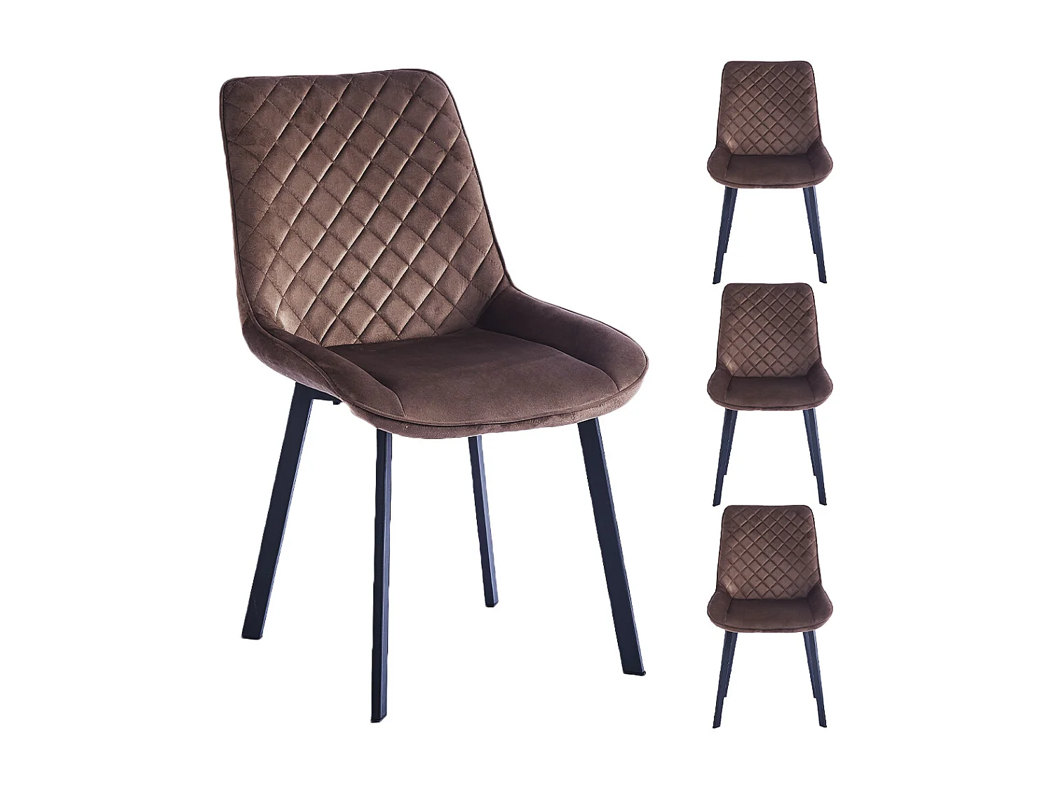 Set 4 Sedie da Pranzo Rivestimento Velluto Marrone Sedia Ufficio Casa Ergonomica