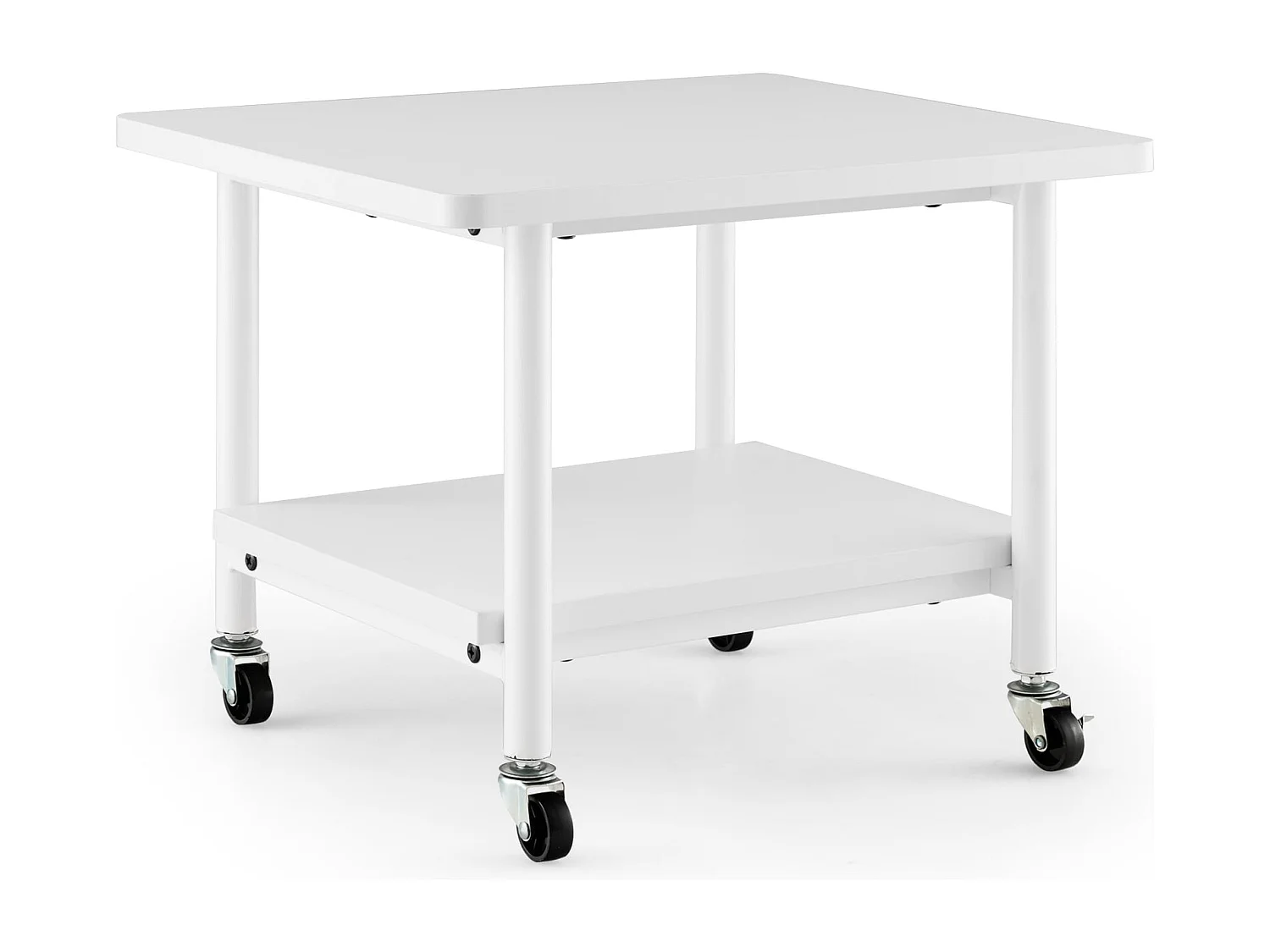 Support d'Imprimante à 2 Niveaux Meuble Imprimante avec 4 Roues & Étagère de Rangement pour Dossier Organisateur de Stockage Blanc