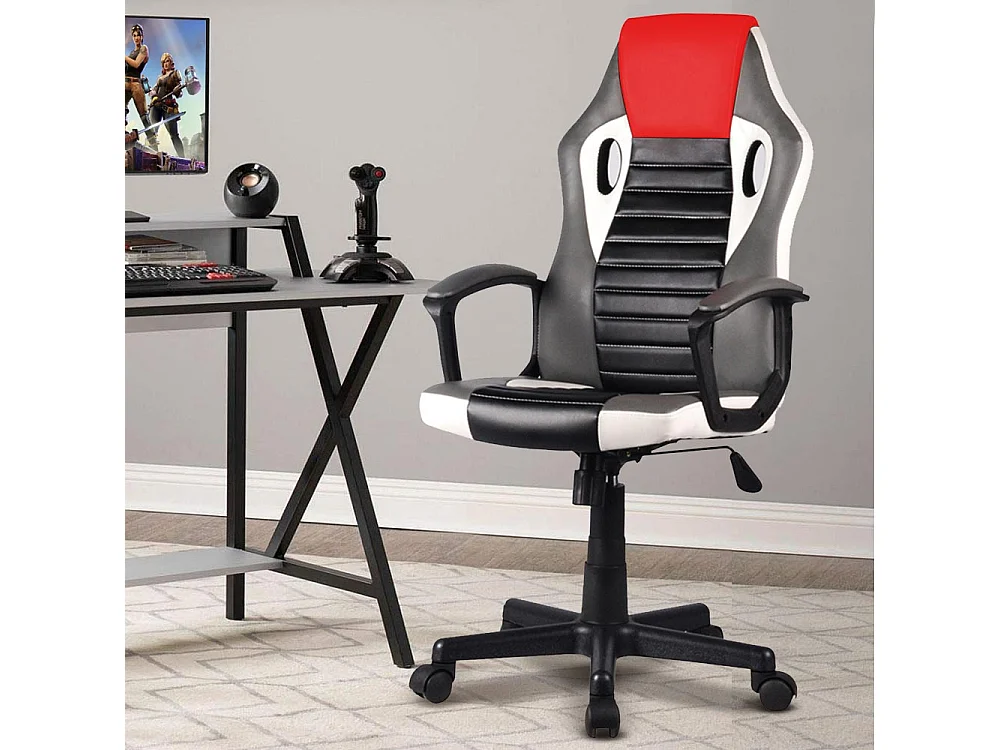 Sedia Poltrona Gaming Scrivania Ufficio Regolabile Girevole Direzionale Rosso