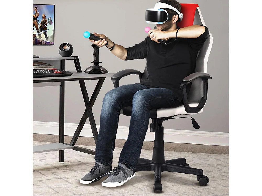 Sedia Poltrona Gaming Scrivania Ufficio Regolabile Girevole Direzionale Rosso