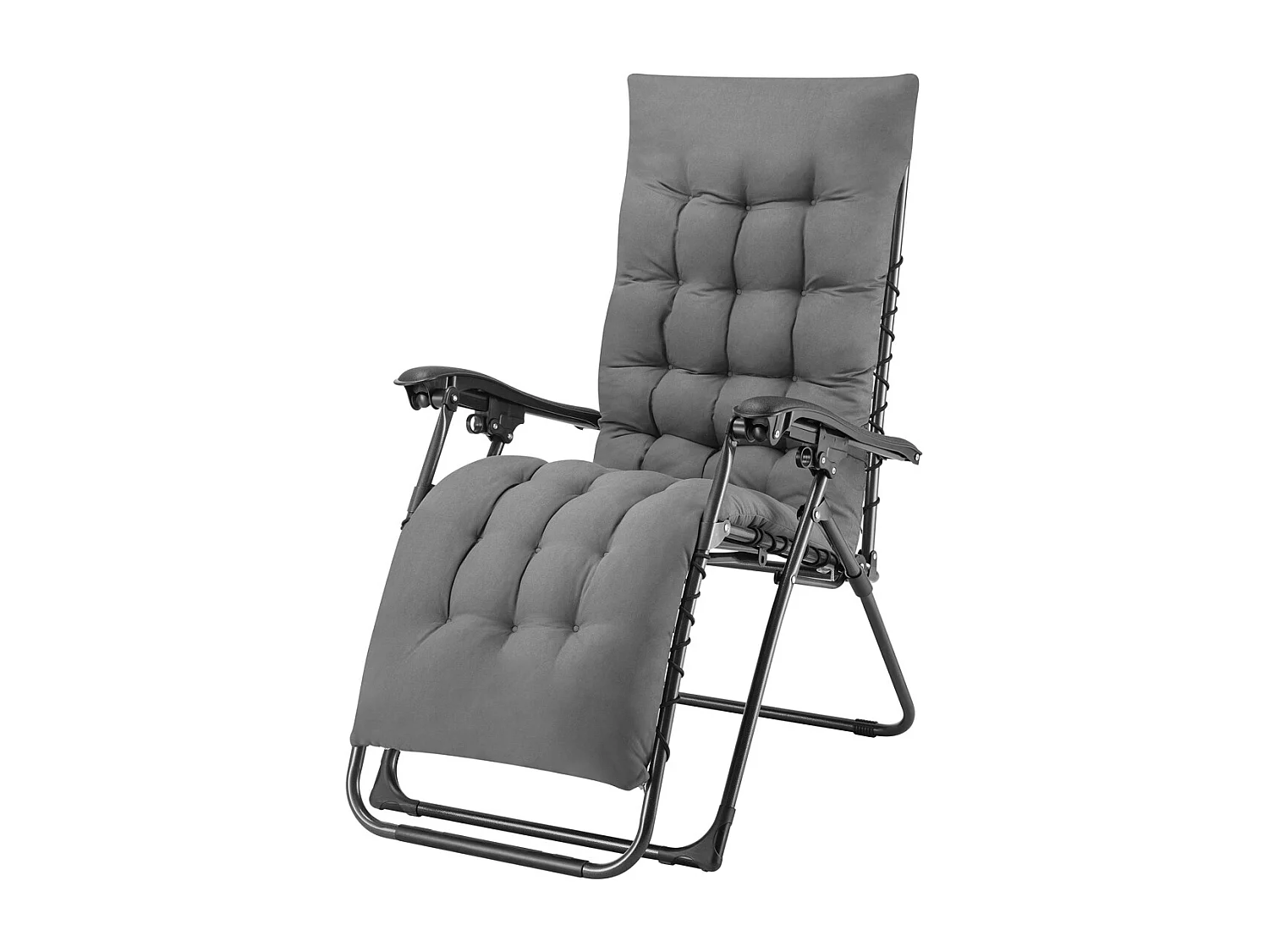 Poltrona da Giardino con Cuscino Imbottito Struttura Acciaio Pieghevole Grigio Relax