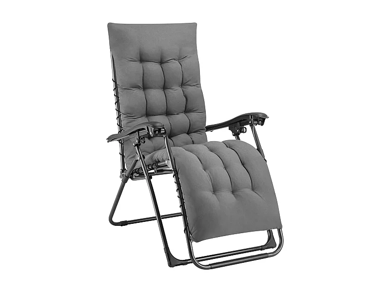 Poltrona da Giardino con Cuscino Imbottito Struttura Acciaio Pieghevole Grigio Relax