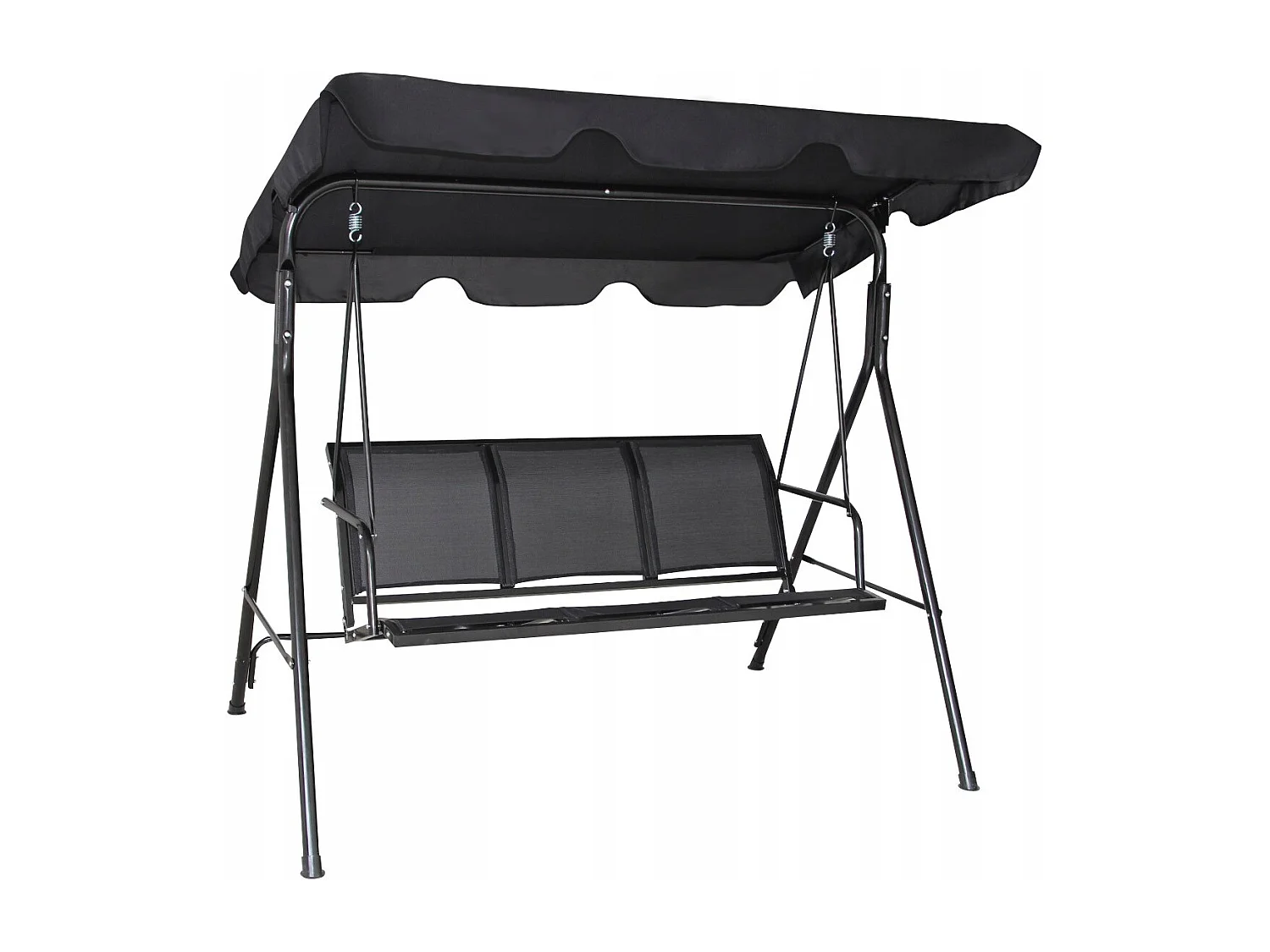 Hollywoodschaukel Gartenschaukel Schaukelbank Gartenliege mit Sonnendach 3-Sitzer-schwarz