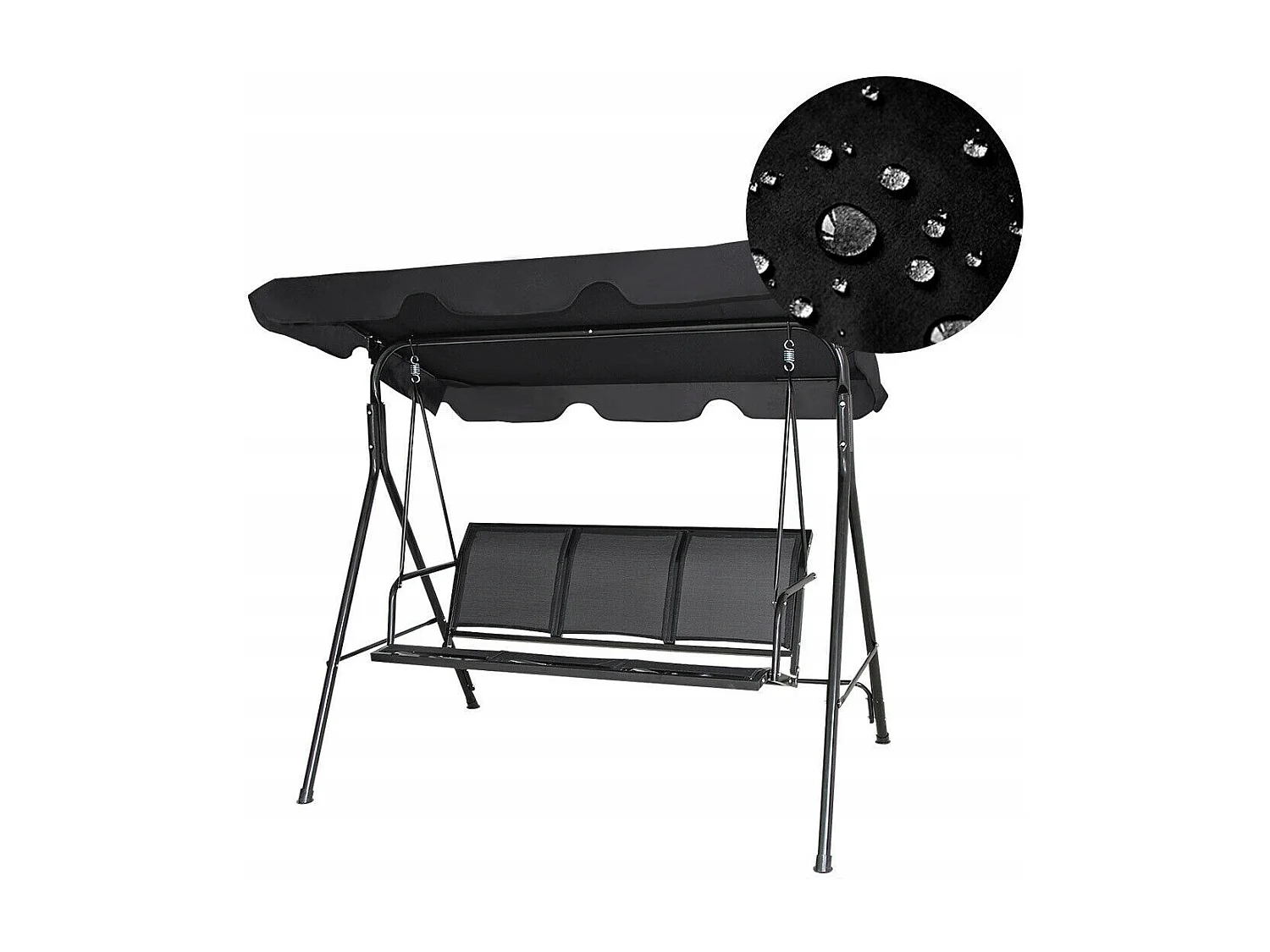 Hollywoodschaukel Gartenschaukel Schaukelbank Gartenliege mit Sonnendach 3-Sitzer-schwarz