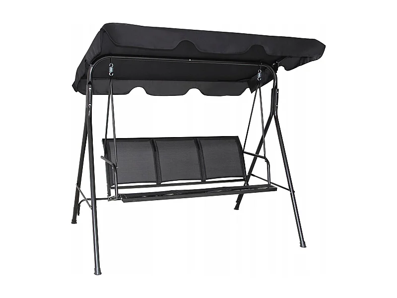 Hollywoodschaukel Gartenschaukel Schaukelbank Gartenliege mit Sonnendach 3-Sitzer-schwarz