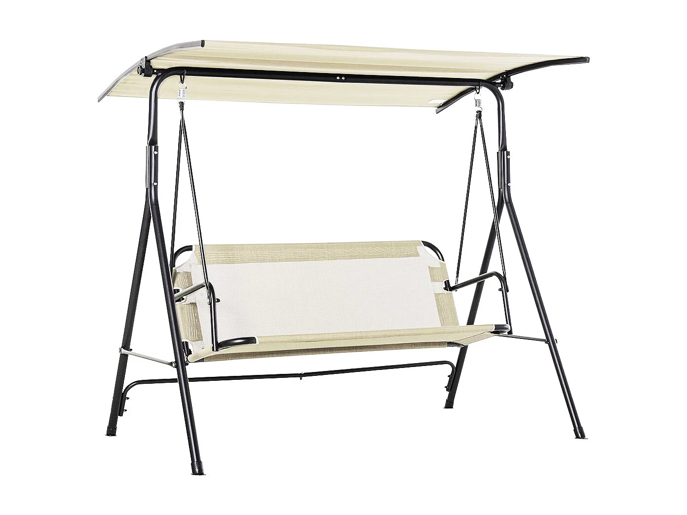 Dondolo da Giardino 3 Posti Tettuccio Parasole Regolabile 172x110x155 cm Beige