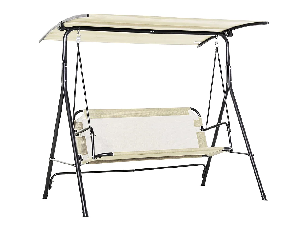 Dondolo da Giardino 3 Posti Tettuccio Parasole Regolabile 172x110x155 cm Beige