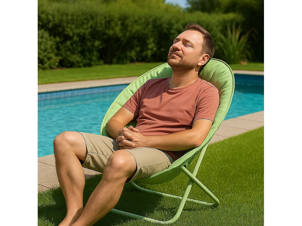 Sedia Pieghevole Moon Regista Poltrona Relax Ergonomica Salvia Salvaspazio 60x78