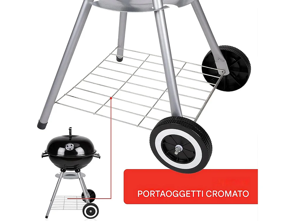 Barbecue a Carbone BBQ Grigliatura e Cottura a Carbonella Vassoio Rimovibile
