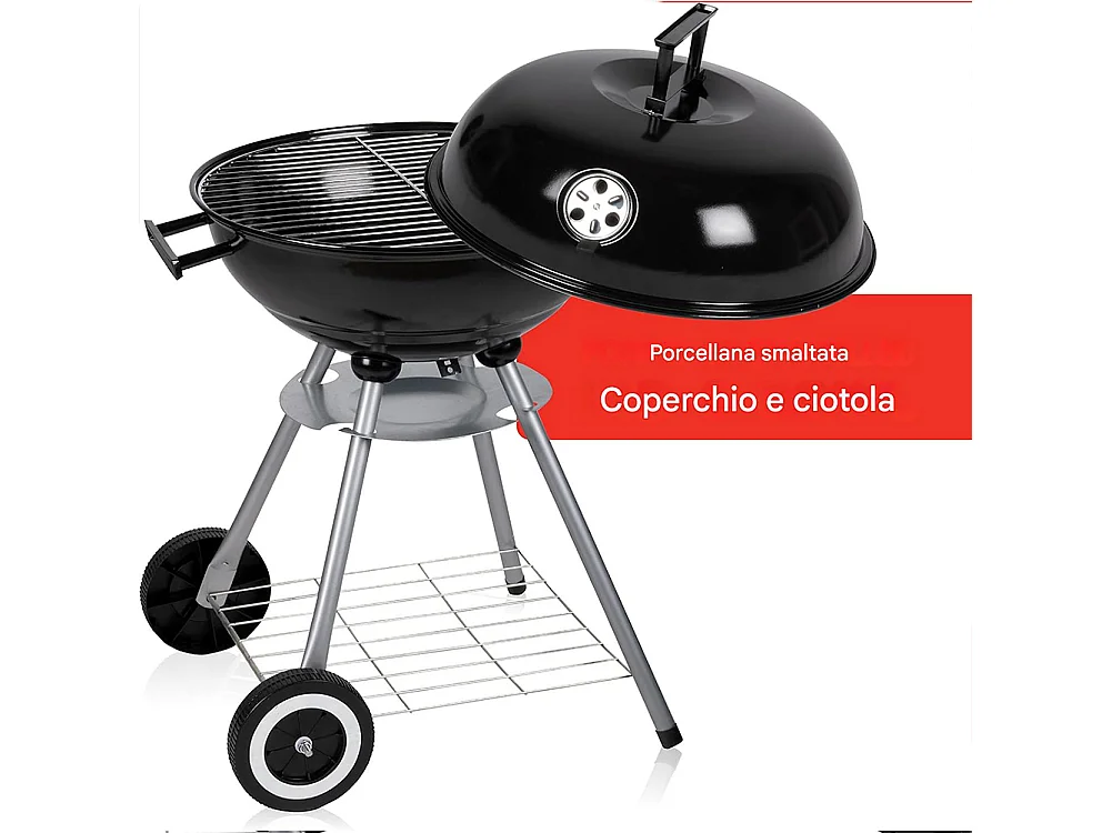 Barbecue a Carbone BBQ Grigliatura e Cottura a Carbonella Vassoio Rimovibile