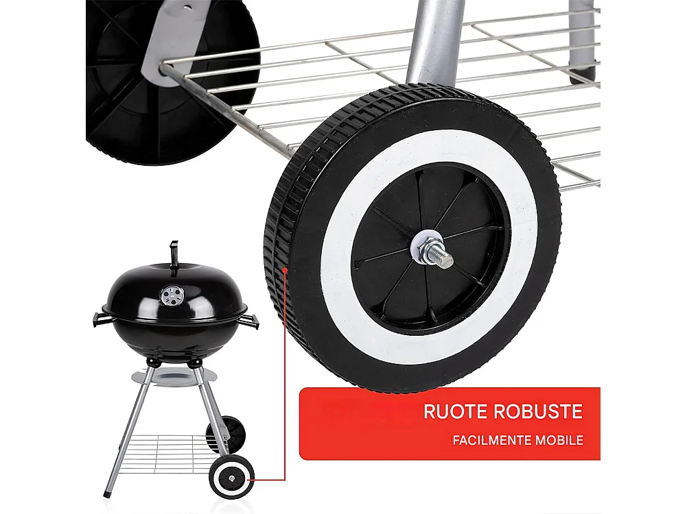 Barbecue a Carbone BBQ Grigliatura e Cottura a Carbonella Vassoio Rimovibile