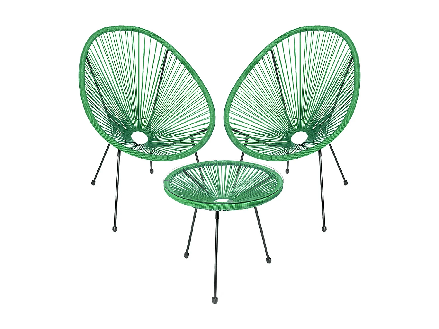 Set Patio in Polyrattan con 2 Sedie e 1 Tavolo per Giardino Esterno Verde Menta