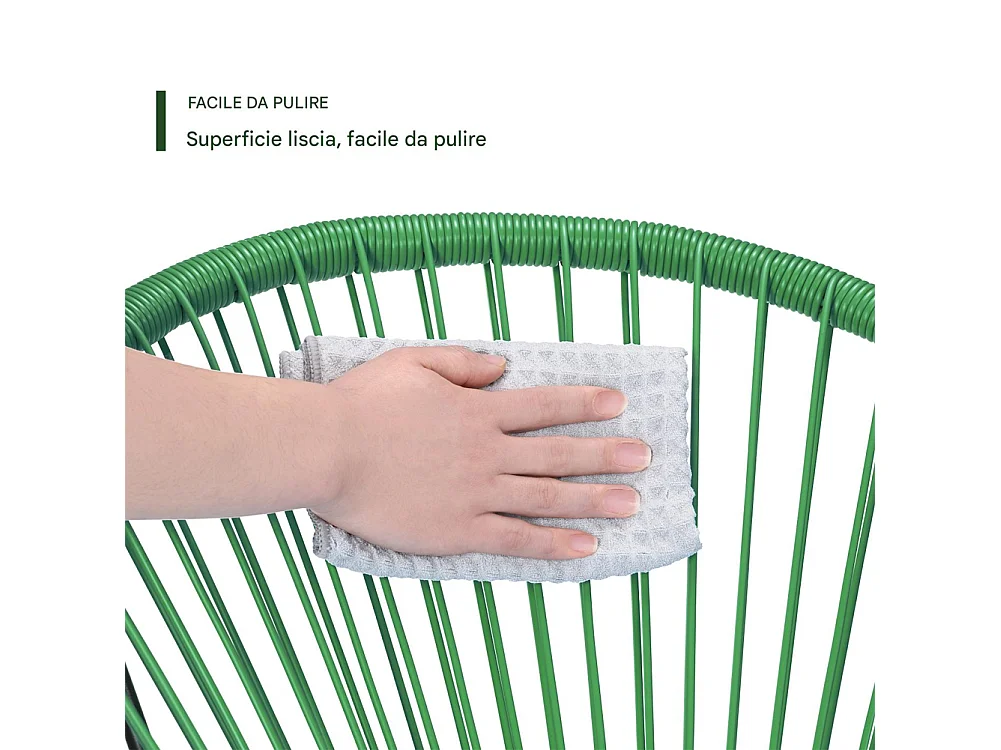 Set Patio in Polyrattan con 2 Sedie e 1 Tavolo per Giardino Esterno Verde Menta