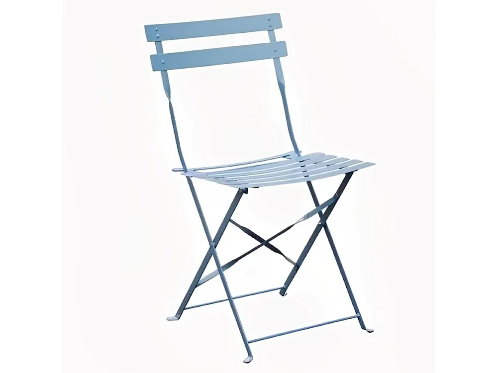 Set 3 Pezzi Giardino Tavolo 2 Sedie da Bistrot Pieghevole Modello Parigi Azzurro