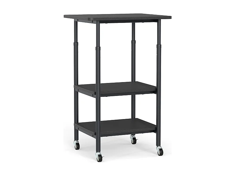 Supporto per stampante regolabile in altezza a 3 livelli con ripiani e rotelle Carrello per stampante nero