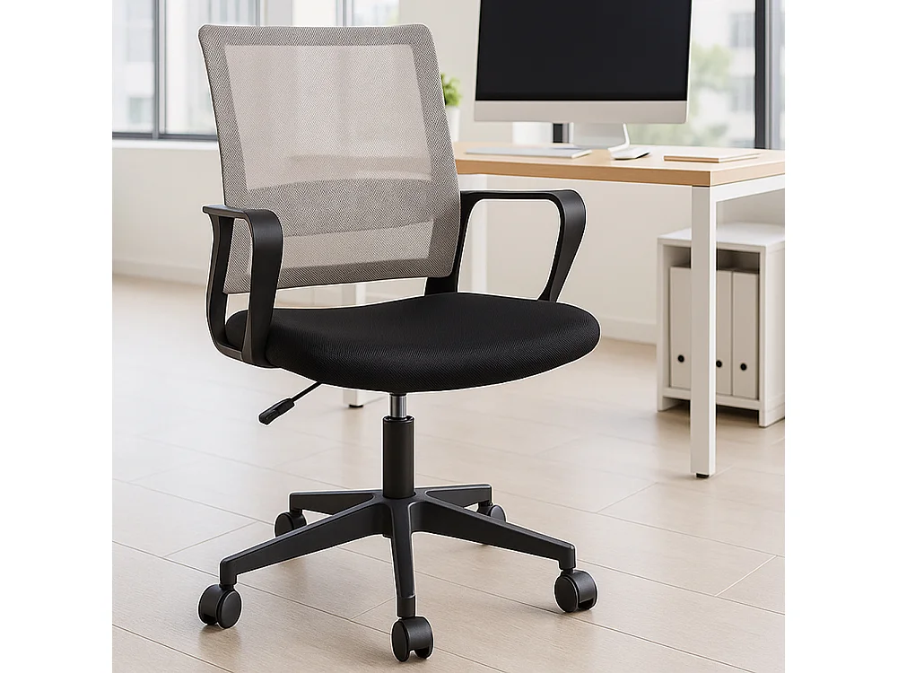 Sedia da Scrivania Nero e Grigio Ruote Piroettanti Seduta Ergonomica da Ufficio