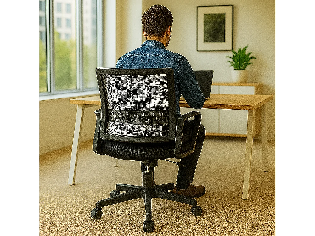 Sedia da Scrivania Nero e Grigio Ruote Piroettanti Seduta Ergonomica da Ufficio