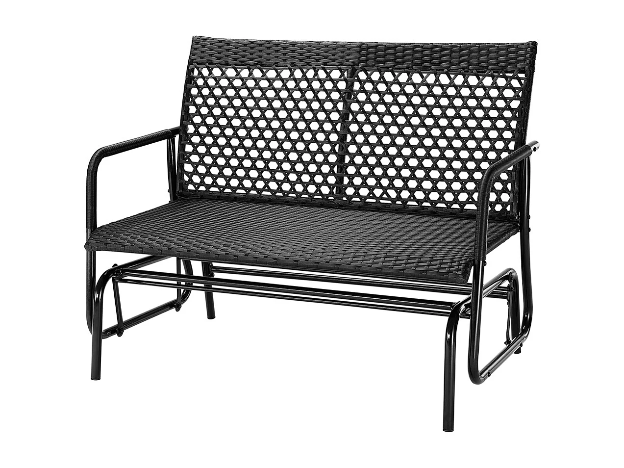 Panchina a Dondolo in Rattan Sedia 2 Posti Esterno Divanetto Giardino Ergonomico