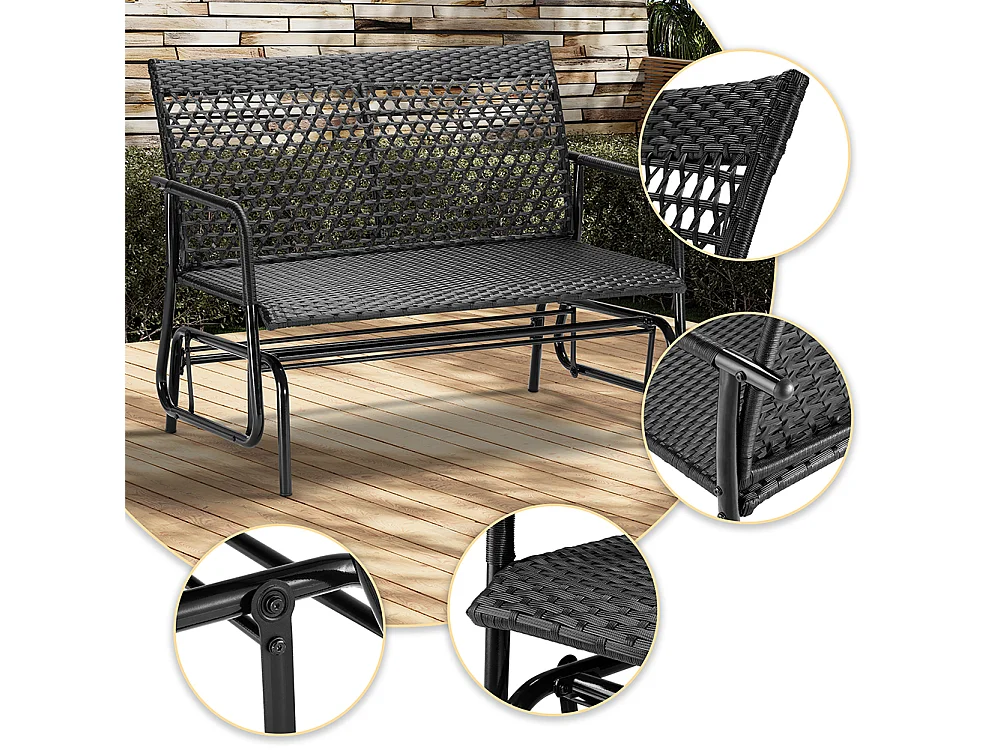 Panchina a Dondolo in Rattan Sedia 2 Posti Esterno Divanetto Giardino Ergonomico