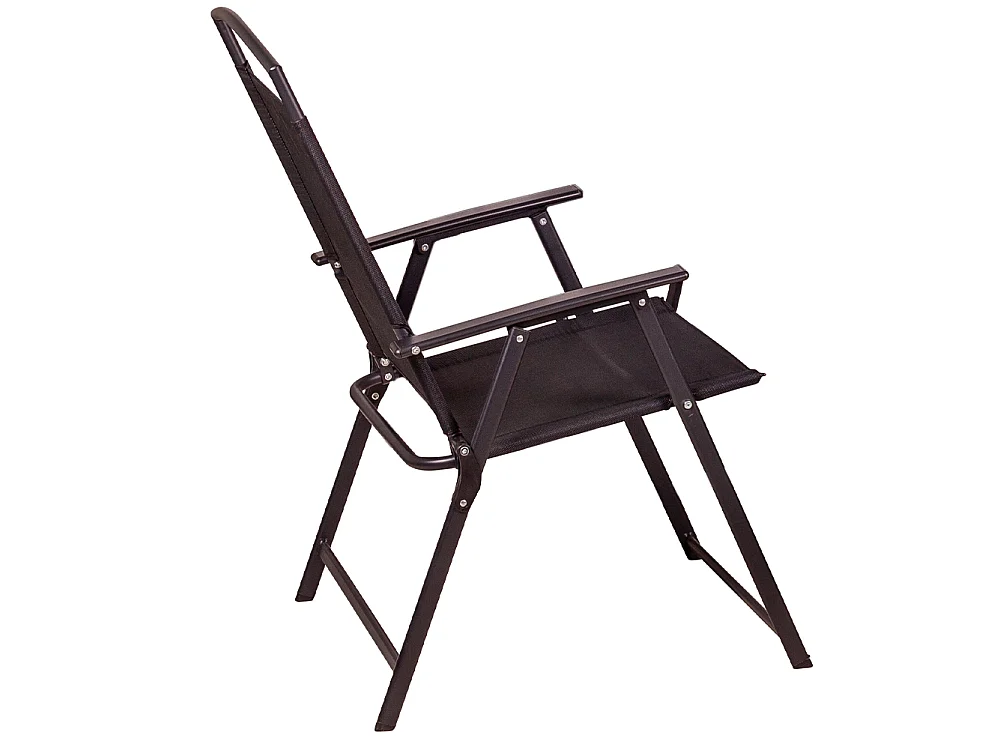 Set da Pranzo 6 Pezzi per Giardino Patio con Ombrellone 4 Sedie Pieghevoli Nero