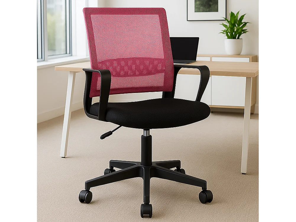 Sedia da Scrivania Nero e Rosa Ruote Piroettanti Seduta Ergonomica da Ufficio