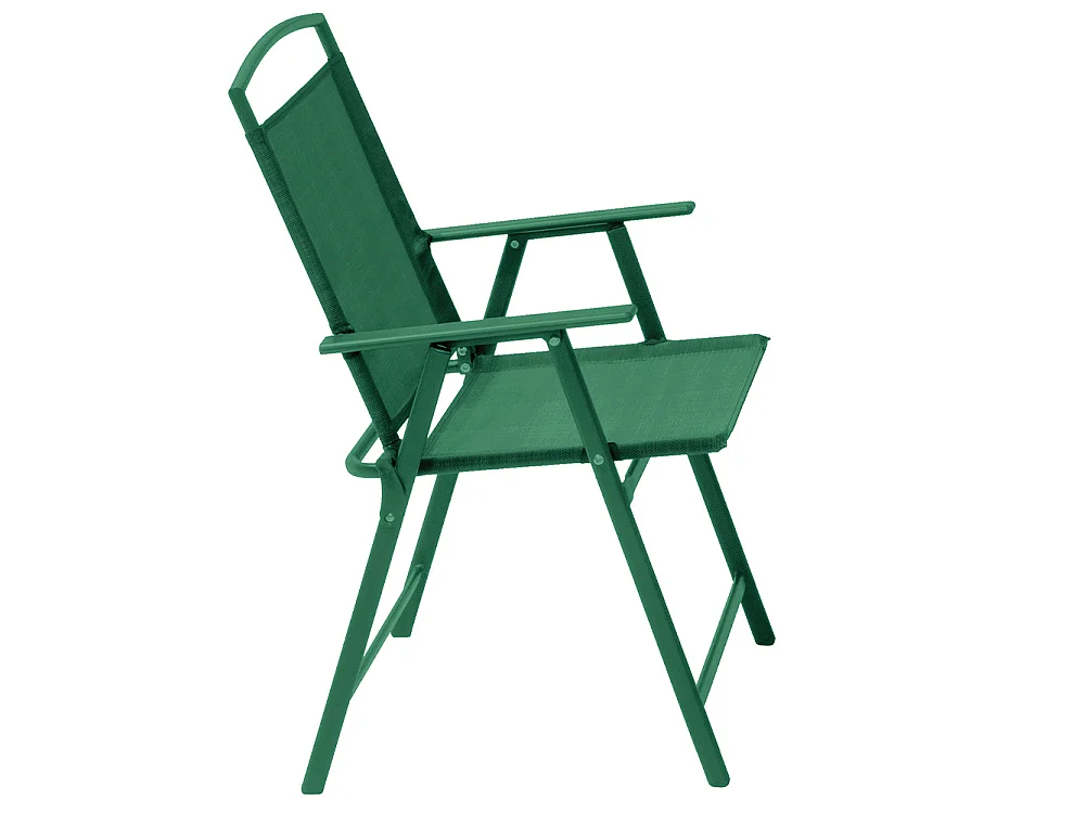 Set da Pranzo 6 Pezzi per Giardino Patio con Ombrellone 4 Sedie Pieghevoli Verde
