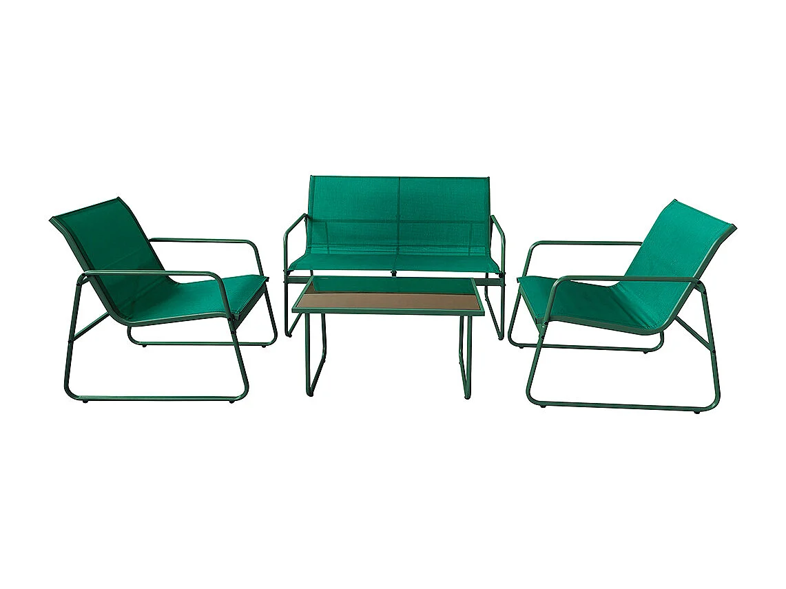 Set Salotto da Giardino con 2 Sedie Divano e Tavolino per Patio Esterno Verde