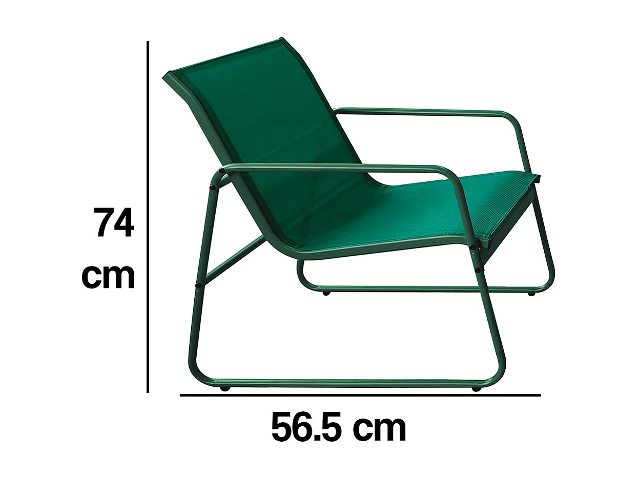 Set Salotto da Giardino con 2 Sedie Divano e Tavolino per Patio Esterno Verde