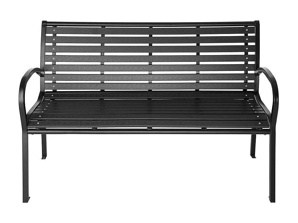 Panchina da Esterno Giardino Panca Polywood Struttura in Acciaio Nero 126x81x62