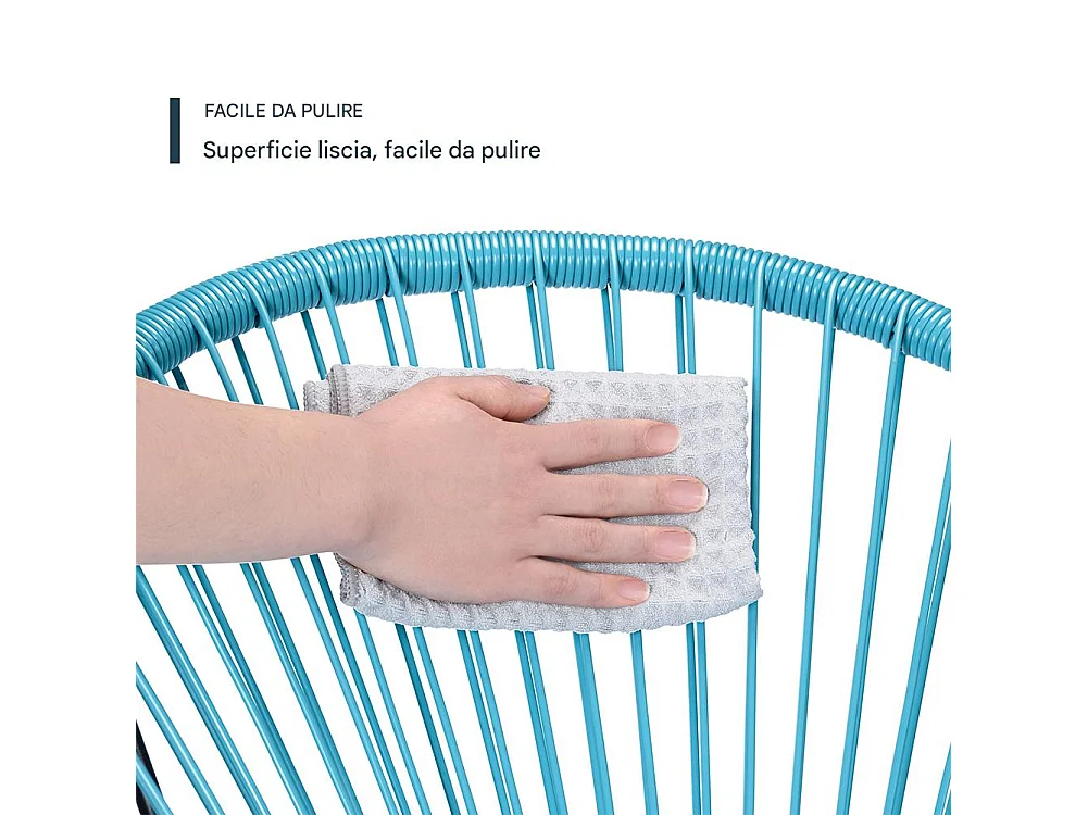 Set Patio in Polyrattan con 2 Sedie e 1 Tavolo per Giardino Esterno Azzurro