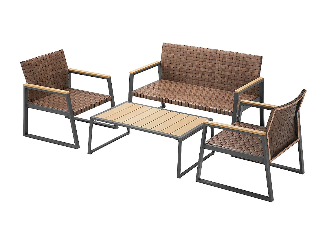 Set Salotto da Giardino Salottino in Polyrattan con Poltrone e Tavolo da Esterno