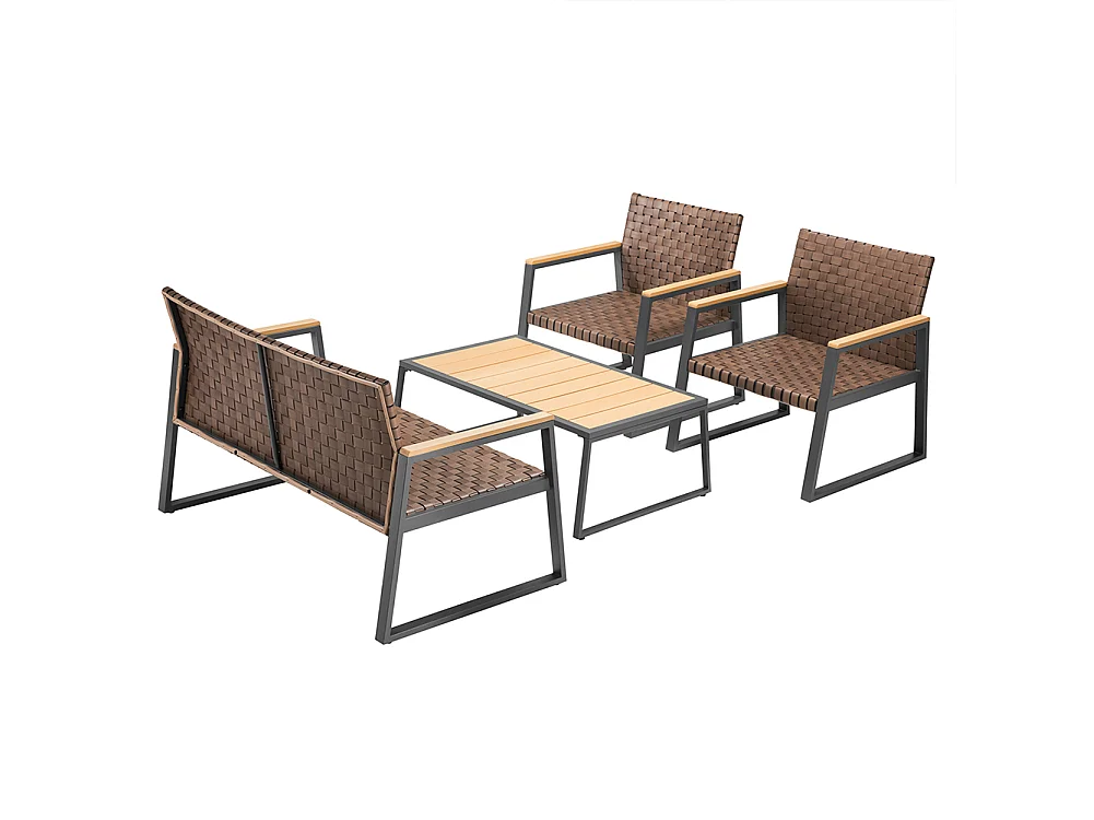 Set Salotto da Giardino Salottino in Polyrattan con Poltrone e Tavolo da Esterno