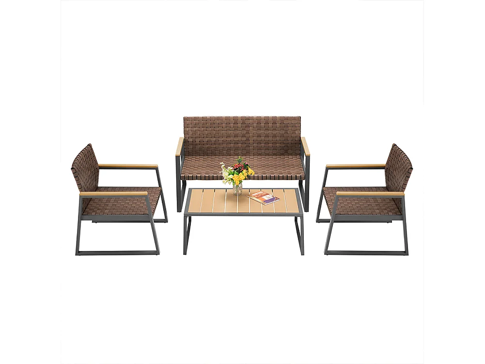 Set Salotto da Giardino Salottino in Polyrattan con Poltrone e Tavolo da Esterno