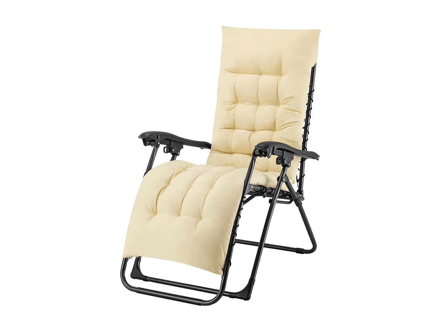 Poltrona da Giardino con Cuscino Imbottito Struttura Acciaio Pieghevole Beige Relax