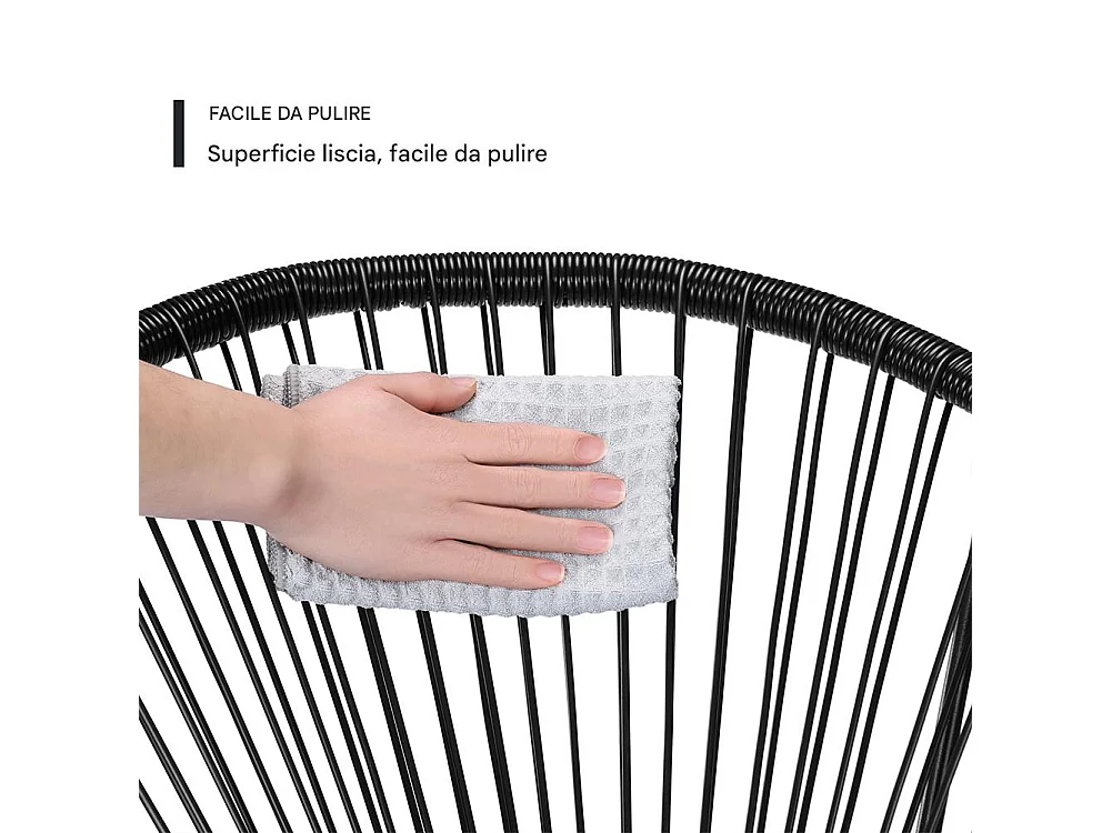 Set Patio in Polyrattan con 2 Sedie e 1 Tavolo per Giardino Esterno Nero