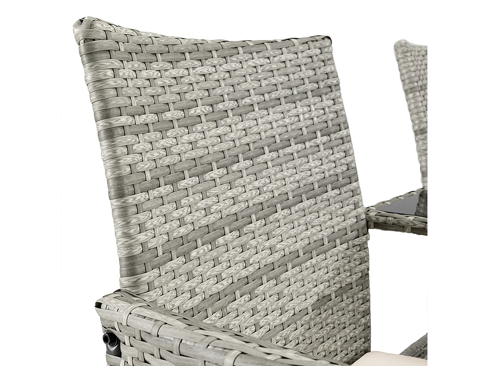 Divano Panca Giardino Grigio in Polyrattan Panchina Divanetto con Ripiano Vetro