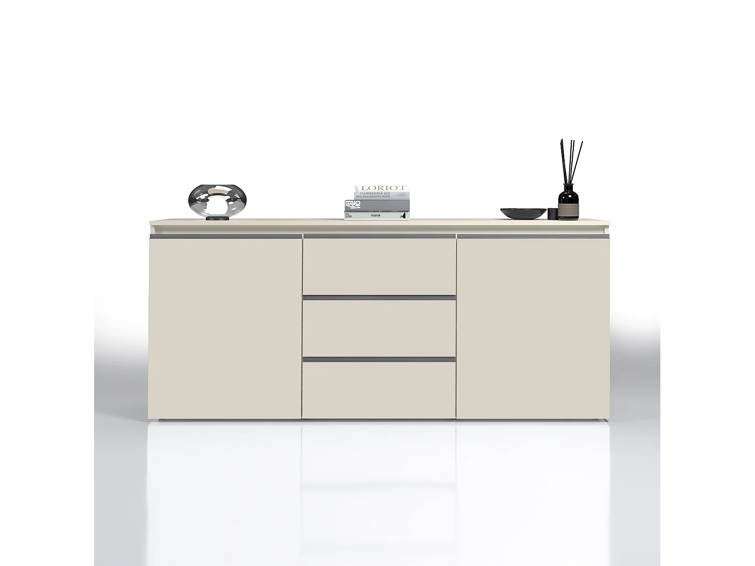 Buffet MAGIC avec 2 portes et 3 tiroirs cachemire 180x40x80 cm