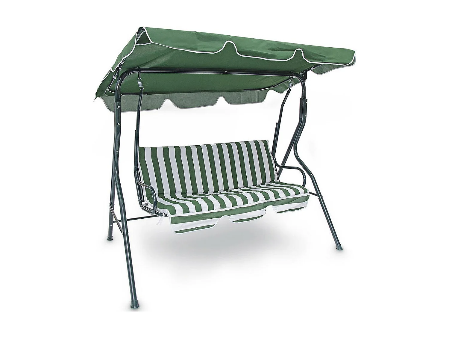Dondolo da Giardino 3 Posti Altalena per Esterno Acciaio + Tettuccio Verde Green
