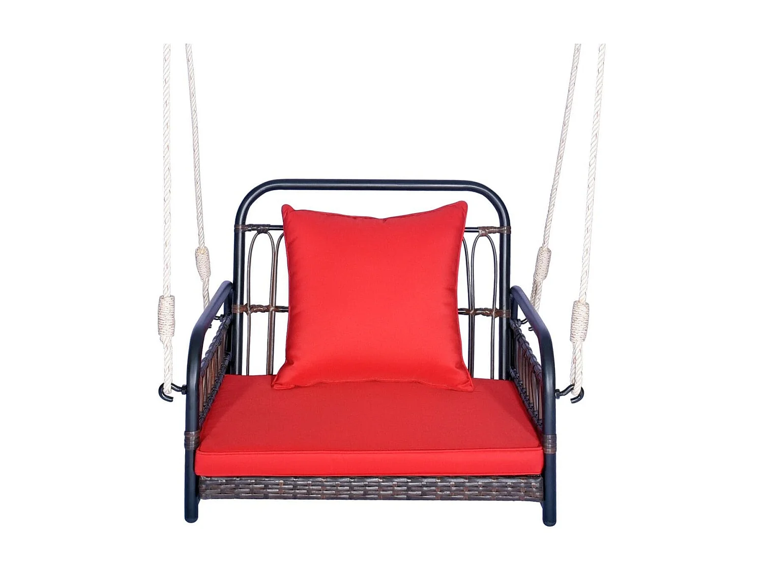 Hängesessel Terrassenschaukel bis 180kg belastbar Hängesitz mit Sitz- & Rückenkissen 80 x 65 x 58 cm