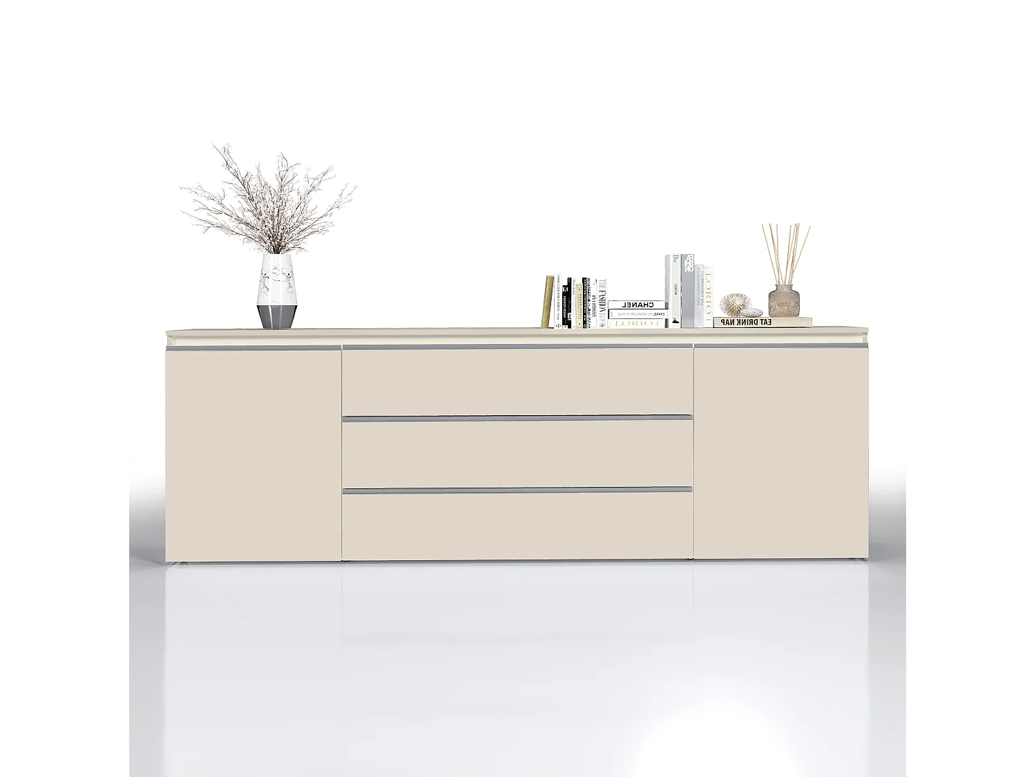 Buffet MAGIC avec 2 portes et 3 tiroirs cachemire 240x40x80 cm