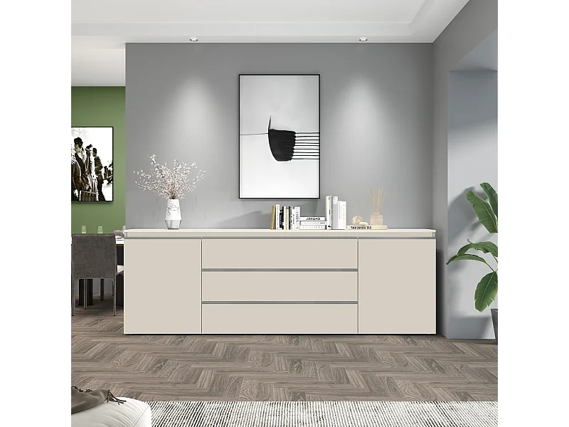 Credenza Magic con 2 ante e 3 cassetti cashmere 240x40x80 cm