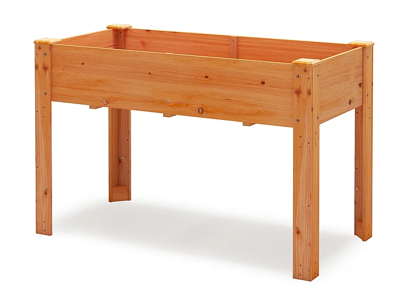 Letto rialzato da giardino da esterno in legno di abete con fori di drenaggio, Letto rialzato da giardino per piante Arancione