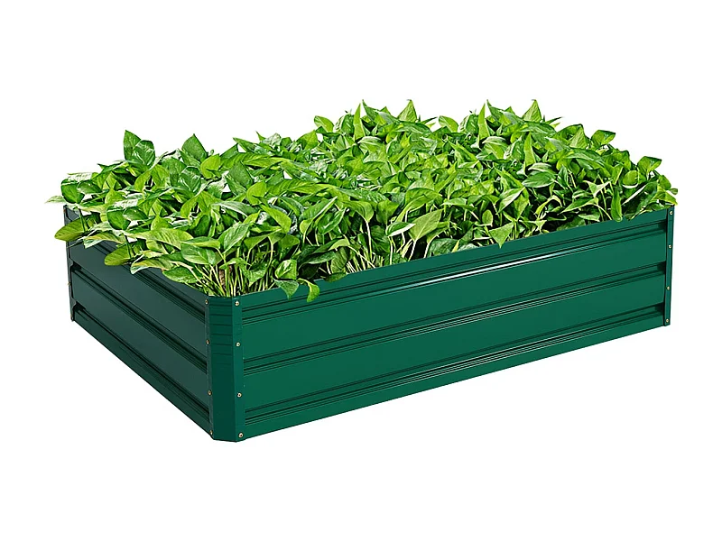 Letto rialzato in acciaio Fioriera rettangolare Letto rialzato da giardino Struttura fredda per ortaggi Fiori Erbe Verde 120 x 90 x 30,5 cm
