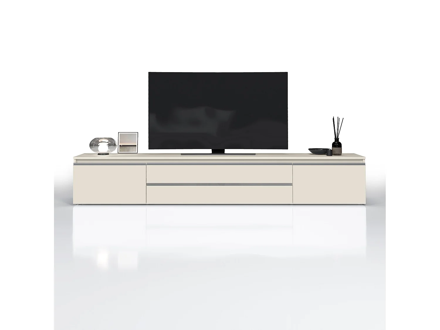 Mobile porta TV  Magic con 2 ante e 2 cassetti cashmere 240x40x40 cm