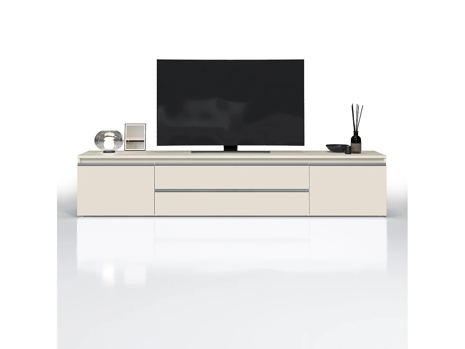 Mobile porta TV  Magic con 2 ante e 2 cassetti cashmere 240x40x55 cm