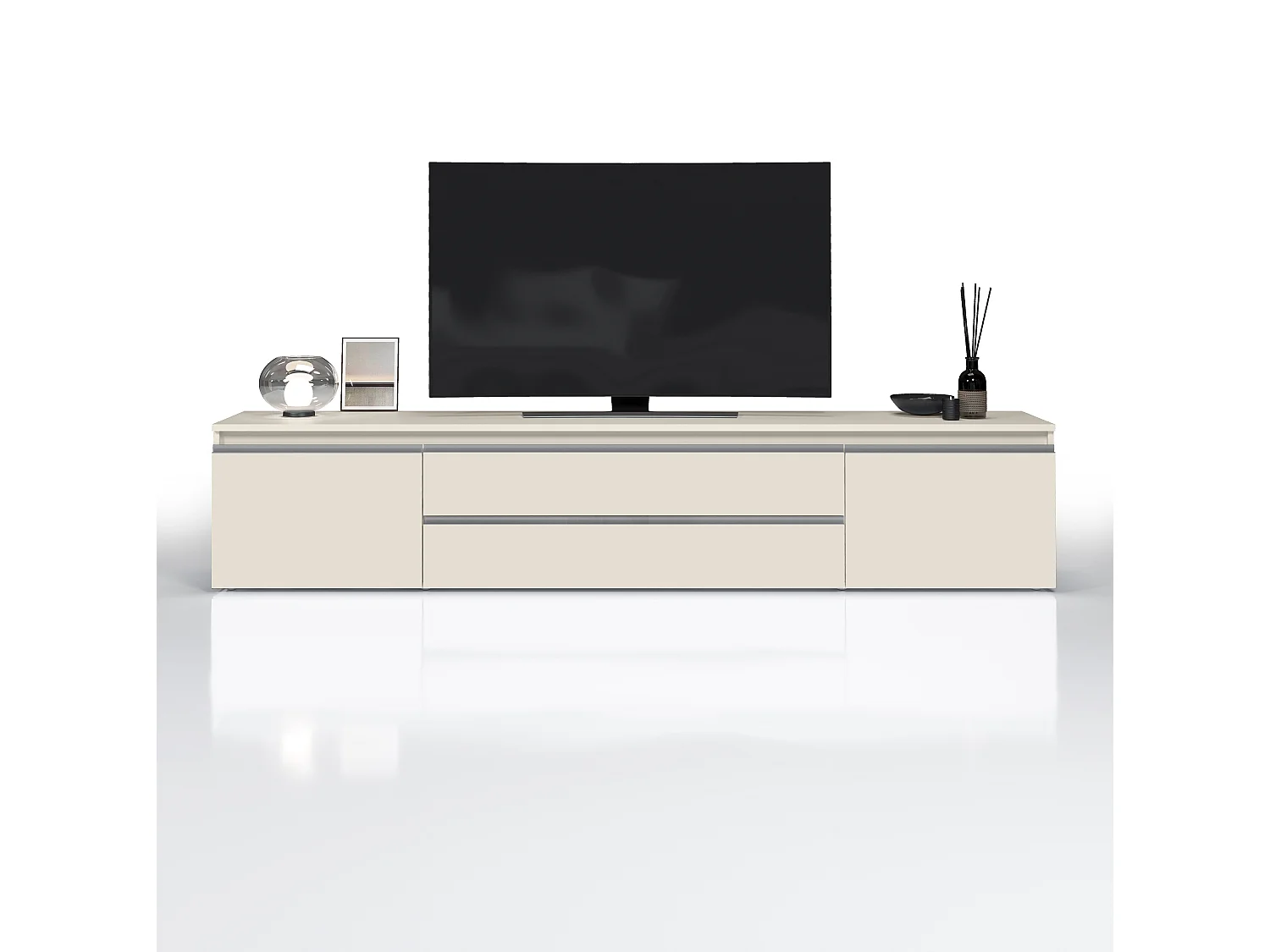 Mobile porta TV  Magic con 2 ante e 2 cassetti cashmere 240x40x55 cm
