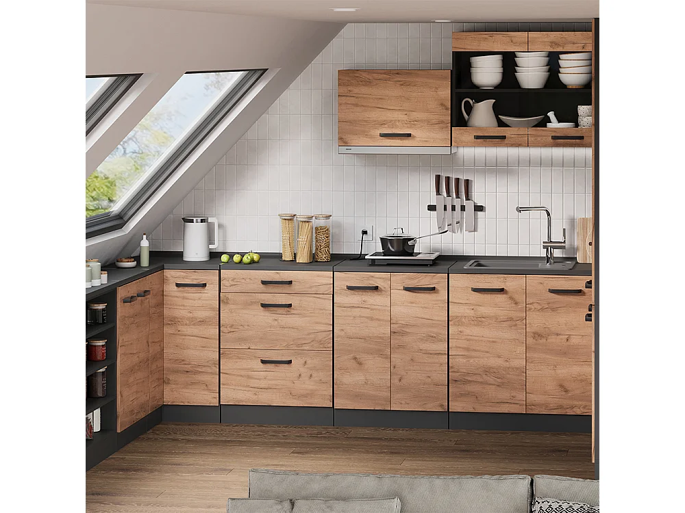 Corner kitchen cabinet for sloping roofs gold power oak 75.6x75.6x81.6 r-line