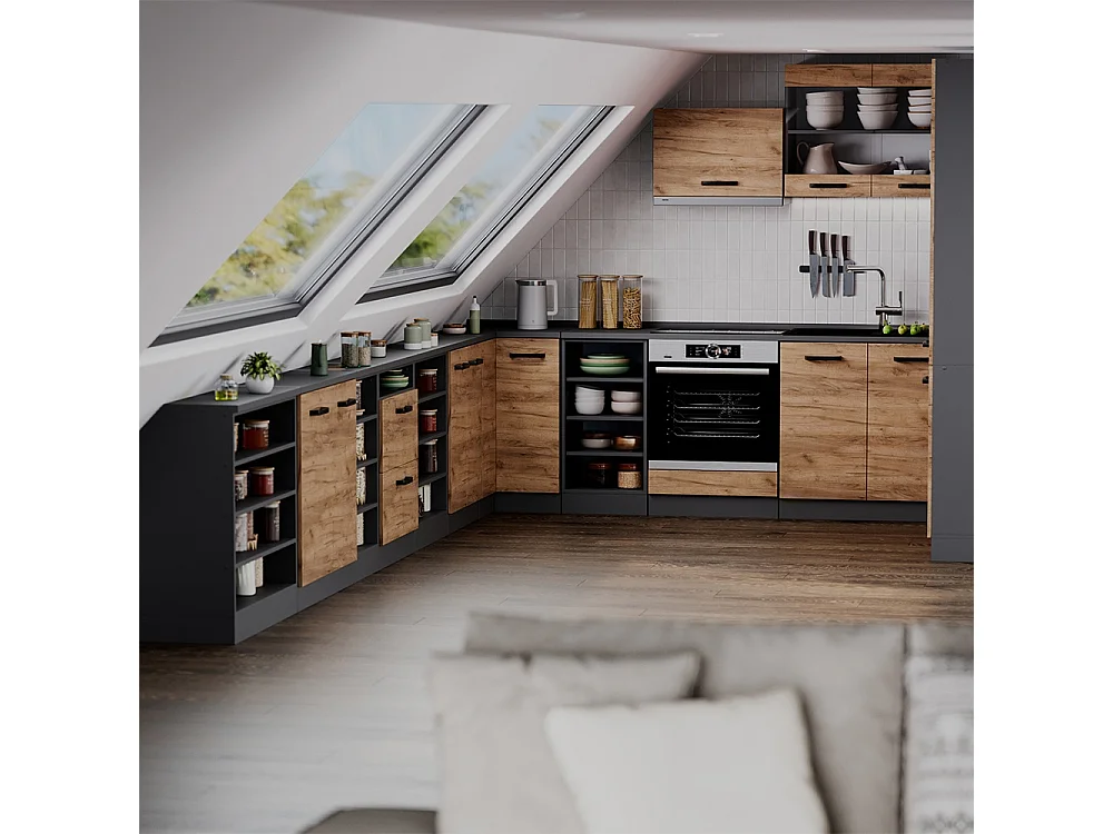 Corner kitchen cabinet for sloping roofs gold power oak 75.6x75.6x81.6 r-line