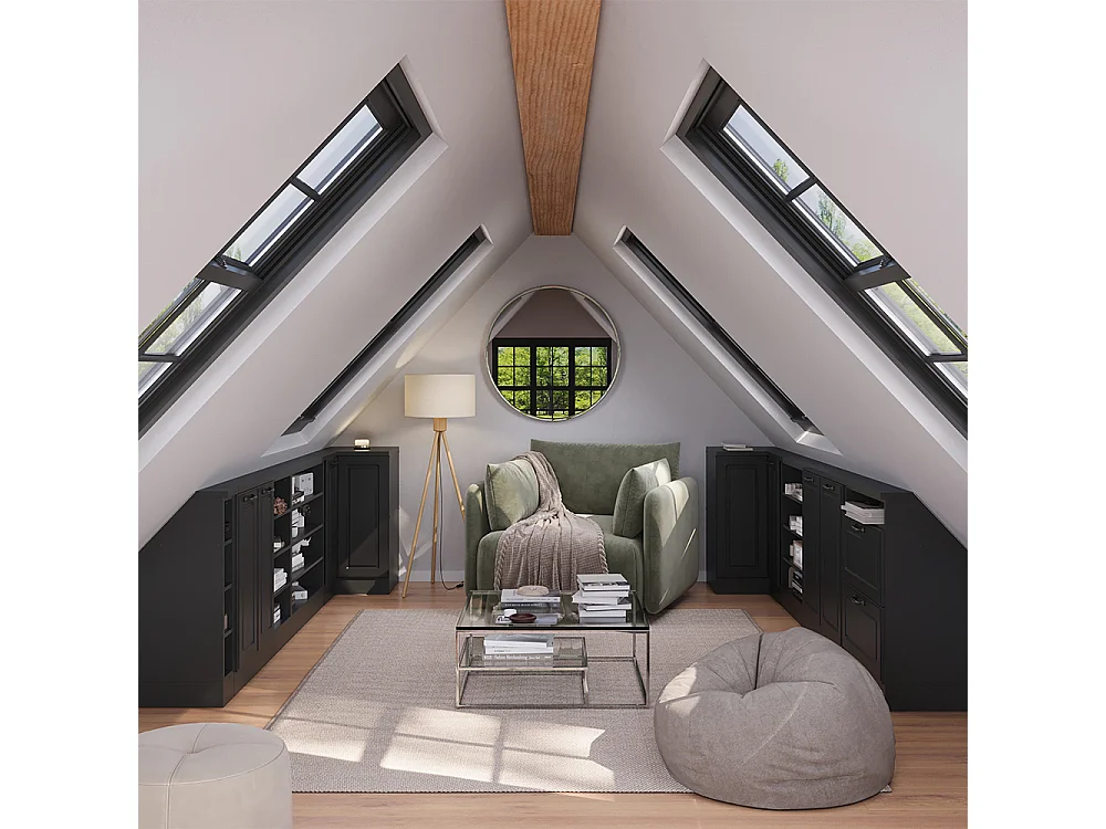 Corner kitchen cabinet for sloping roofs anthracite country house 75.6x75.6x81.6 r-line